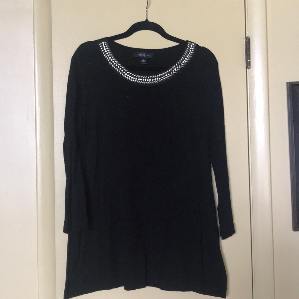 Black Sweater with jeweled collar from August silk